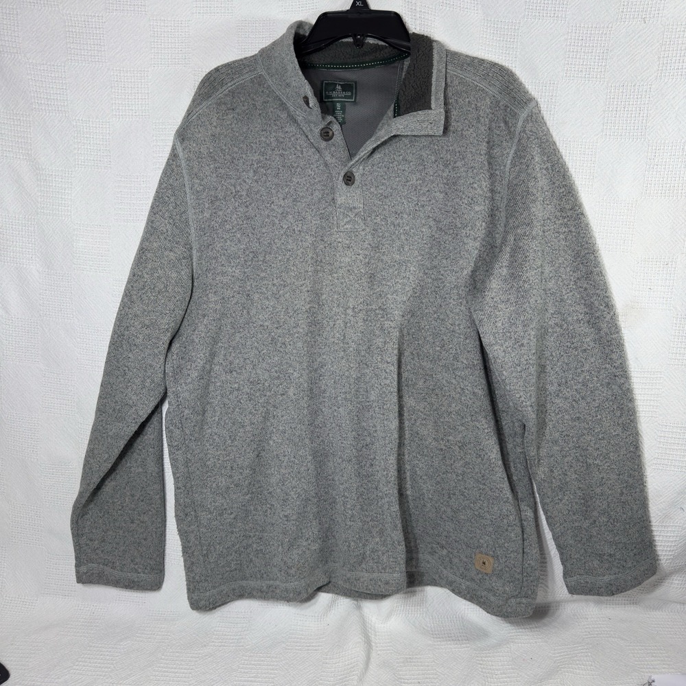 G H Bass & Co Mens XL 1/4 Button Up Pullover Shirt Gray Soft Knit